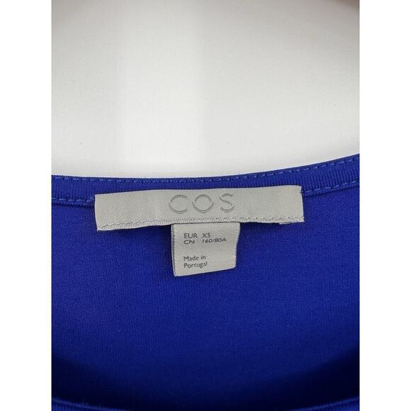 COS Cotton Jersey A-line Swing Dress Royal Blue Pockets Size XS Summer Beach - Picture 9 of 10